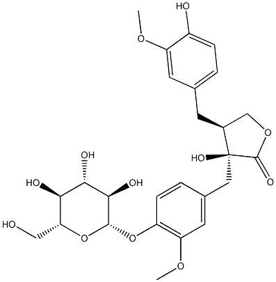 (3S)-3β-Hydroxy-3-[3-methoxy-4-(β-D-glucopyranosyloxy)benzyl]-4β-(3-methoxy-4-hydroxybenzyl)-4,5-dihydrofuran-2(3H)-oneCAS NO.: 33464-78-7