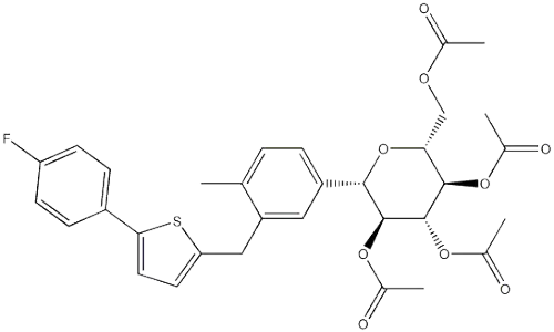 D-Glucitol, 1,5-anhydro-1-C-[3-[[5-(4-fluorophenyl)-2-thienyl]Methyl]-4-Methylphenyl]-, tetraacetate, (1S)- (9CI) CAS NO.: 866607-35-4