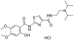 N-[2-[di(propan-2-yl)amino]ethyl]-2-[(2-hydroxy-4,5-dimethoxybenzoyl)amino]-1,3-thiazole-4-carboxamide,trihydrate,hydrochloride