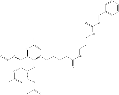 Carbamic acid, N-[3-[[1-oxo-5-[[3,4,6-tri-O-acetyl-2-(acetylamino)-2-deoxy-β-D-galactopyranosyl]oxy]pentyl]amino]propyl]-, phenylmethyl ester