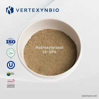 Natural Material Manufacturer Directly Offer ISO9001, HALAL, Kosher, USDA BioPreferred Program and COSMOS Certificated 20%, 99% Hydroxytyrosol 3,4-Dihydrozyphenylethanol by Bio-fermentation