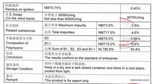 Good quality USP Polymyxin B sulfate Cas 1405-20-5 with reasonable price