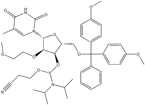 (2R,3R,4R,5R)-2-((BIS(4-METHOXYPHENYL)(PHENYL)METHOXY)METHYL)-4-(2-METHOXYETHOXY)-5-(5-METHYL-2,4-DIOXO-3,4-DIHYDROPYRIMIDIN-1(2H)-YL)TETRAHYDROFURAN-3-YL 2-CYANOETHYL DIISOPROPYLPHOSPHORAMIDITE