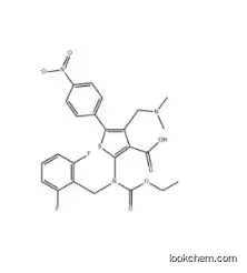 2-((2,6-difluorobenzyl)(ethoxycarbonyl)amino)-4-((dimethylamino)methyl)-5-(4-nitrophenyl)thiophene-3-carboxylic acid