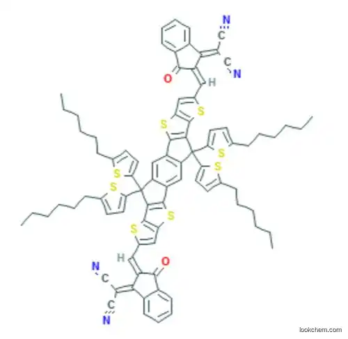 3,9-bis(2-methylene-(3-(1,1-dicyanomethylene)-indanone))-5,5,11,11-tetrakis(5-hexylthienyl)-dithieno[2,3-d:2’,3’-d’]-s-indaceno[1,2-b:5,6-b’]dithiophene