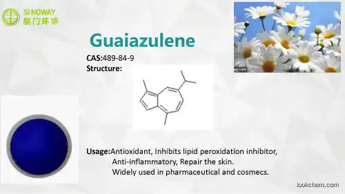 Factory supply 99.9%GC pharmaceutical grade/cosmetic grade guaiazulene(489-84-9)