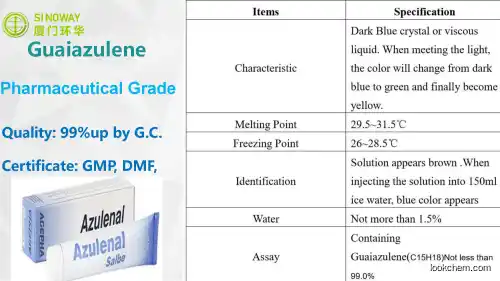 Factory supply 99.9%GC pharmaceutical grade/cosmetic grade guaiazulene