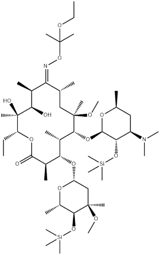 Erythromycin,6-O-methyl-2`,4``-bis-O-(trimethylsilyl),9-[O-(1-ethoxy-1-methylethyl) oxime