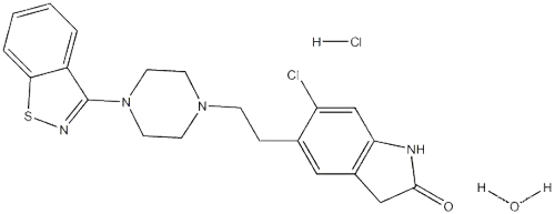 5-[2-[4-(1,2-Benzisothiazol-3yl)-1-piperazinyl]ethyl]-6-chloro-1,3-dihydro-2H-indol-2-one hydrochloride