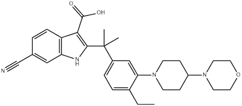 6-Cyano-2-[1-[4-ethyl-3-[4-(4-morpholinyl)-1-piperidinyl]phenyl]-1-methylethyl]-1H-indole-3-carboxylic acid