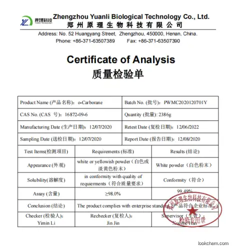 Factory supply top grade 98% o-Carborane