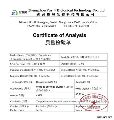 Factory supply top grade 97%  2,6-Dibromo-4-picoline