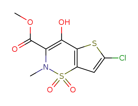 6-chloro-4- hydroxy-2-methyl-3- methoxycarbonyl-2H-thieno[2,3-e]-1,2-thiazine-1,1-dioxide