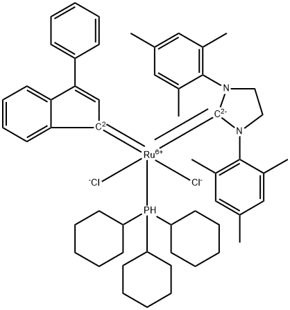 Tricyclohexylphosphine[3-phenyl-1H-inden-1-ylidene][1,3-bis(2,4,6-triMethylphenyl)-4,5-dihydroiMidazol-2-ylidene]rutheniuM(II) Cas no536724-67-1 98%