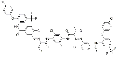 3,3'-[(2-chloro-5-methyl-p-phenylene)bis[imino(1-acetyl-2-oxoethylene)azo]]bis[4-chloro-N-[2-(4-chlorophenoxy)-5-(trifluoromethyl)phenyl]benzamide];cas:79953-85-8