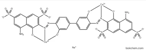 tetrasodium [mu-[[3,3'-[(3,3'-dihydroxy[1,1'-biphenyl]-4,4'-diyl)bis(azo)]bis[5-amino-4-hydroxynaphthalene-2,7-disulphonato]](8-)]]dicuprate(4-) CAS：28407-37-6