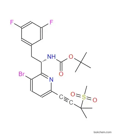 Carbamic acid, N-[(1S)-1-[3-bromo-6-[3-methyl-3-(methylsulfonyl)-1-butyn-1-yl]-2-pyridinyl]-2-(3,5-difluorophenyl)ethyl]-, 1,1-dimethylethyl ester