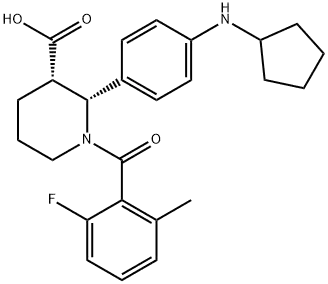 3-Piperidinecarboxylic acid, 2-[4-(cyclopentylamino)phenyl]-1-(2-fluoro-6-methylbenzoyl)-, (2R,3S)-(1346623-11-7)
