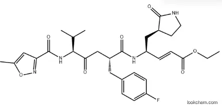 ethyl (E,4S)-4-[[(2R,5S)-2-[(4-fluorophenyl)methyl]-6-methyl-5-[(5-met hyloxazole-3-carbonyl)amino]-4-oxo-heptanoyl]amino]-5-[(3S)-2-oxopyrro lidin-3-yl]pent-2-enoate CAS：223537-30-2