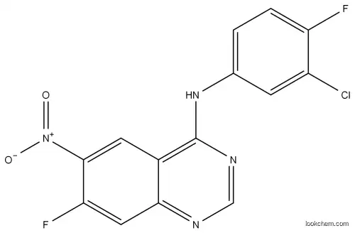 N-(3-chloro-4-fluorophenyl)-7-fluoro-6-nitroquinazolin-4-amine