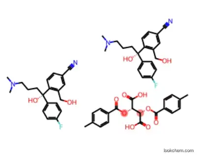 (-)-4-(4-Dimethylamino)-1-(4-fluorophenyl)-1-(hydroxybuty)-3-hydroxymethyl)-benzonitrile hemi D-(+)-di-p-toloyltartaric acid salt 128173-53-5