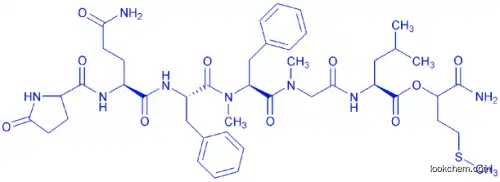 PYR-GLN-PHE-N-ME-PHE-SAR-LEU-MET-NH2