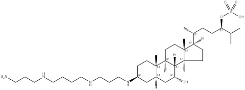 Cholestane-7,24-diol, 3-((3-((4-((3-aminopropyl)amino)butyl)amino)propyl)amino)-, 24-(hydrogen sulfate), (3beta,5alpha,7alpha,24R)-